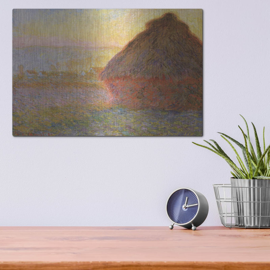 'Grainstack Sunset' by Claude Monet – Metal Wall Art, 16x12 room view
