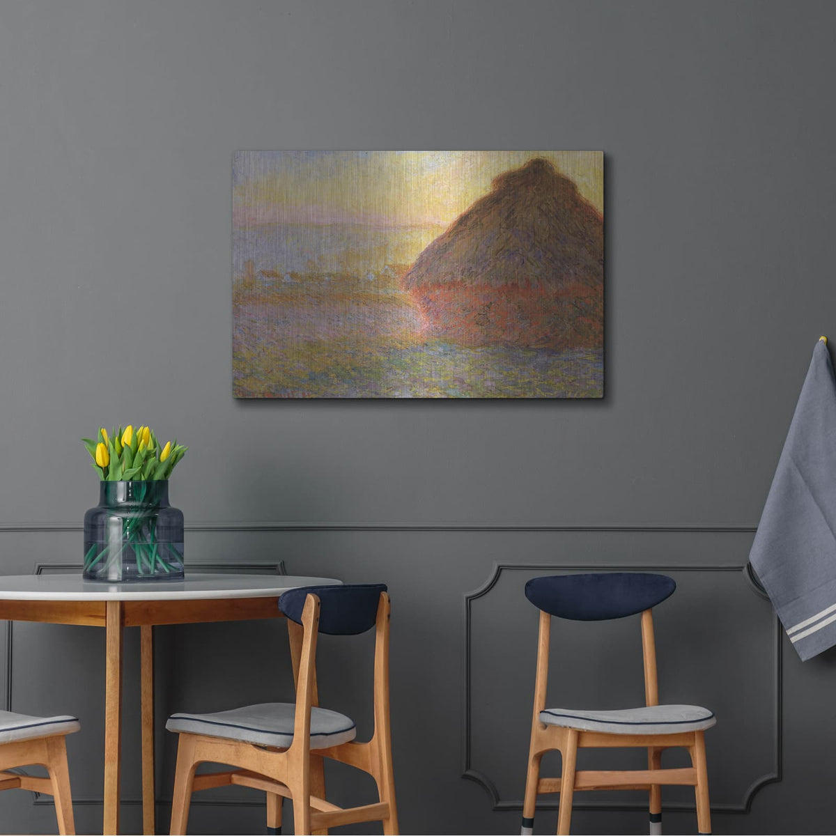 'Grainstack Sunset' by Claude Monet – Metal Wall Art, 36x24 room view