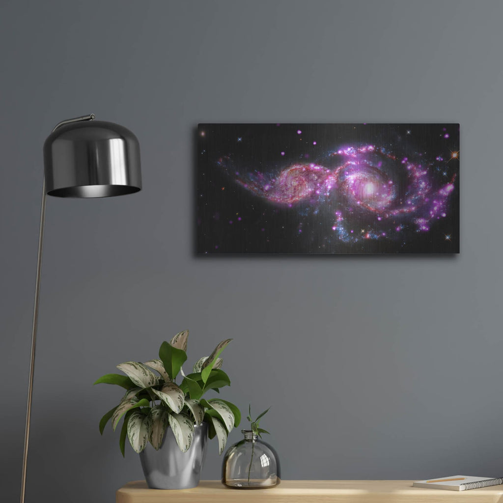 'Galactic Dance' – Metal Wall Art, 24x12 room view