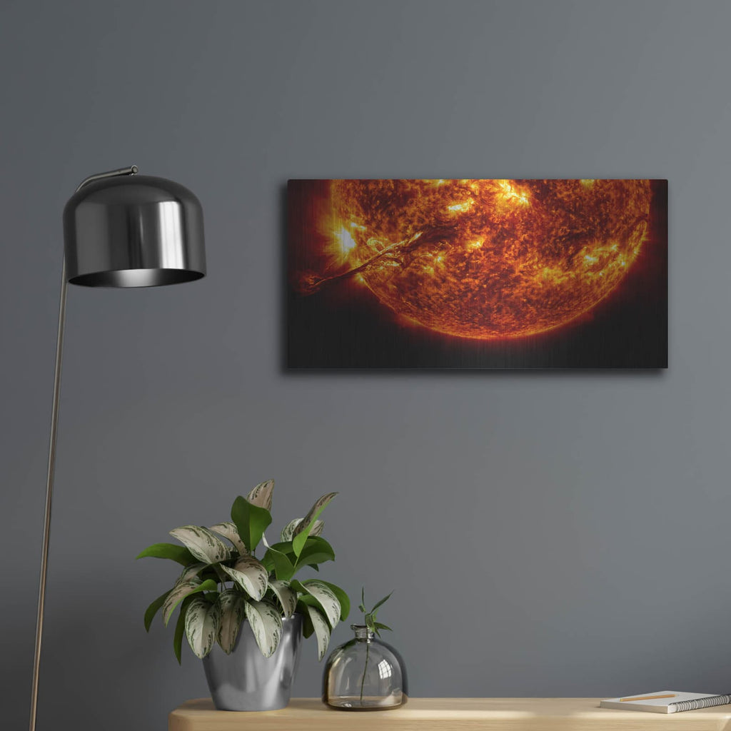 'Solar Flare' – Metal Wall Art, 24x12 room view