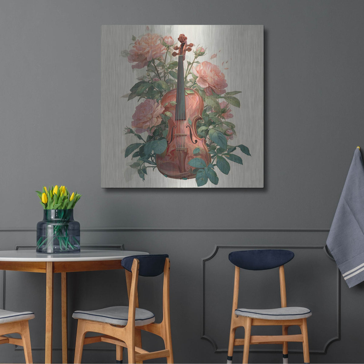'Violin Roses' by Rich Monet Metal Wall Art