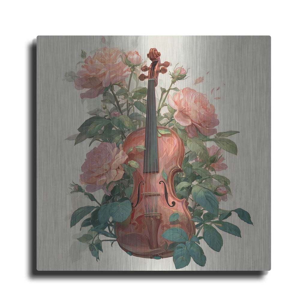 'Violin Roses' by Rich Monet Metal Wall Art