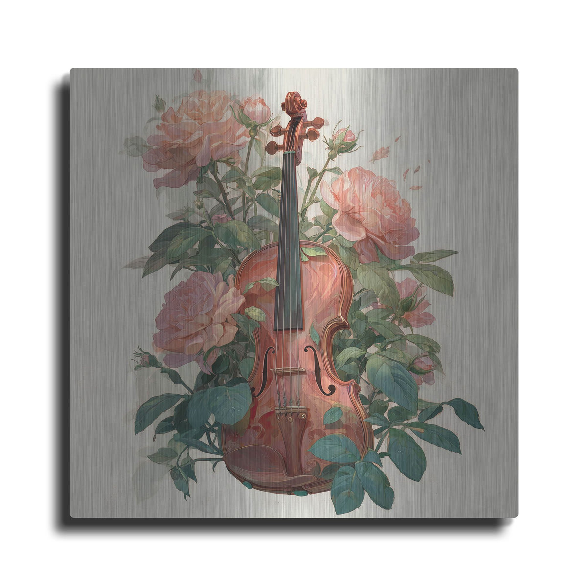 'Violin Roses' by Rich Monet Metal Wall Art