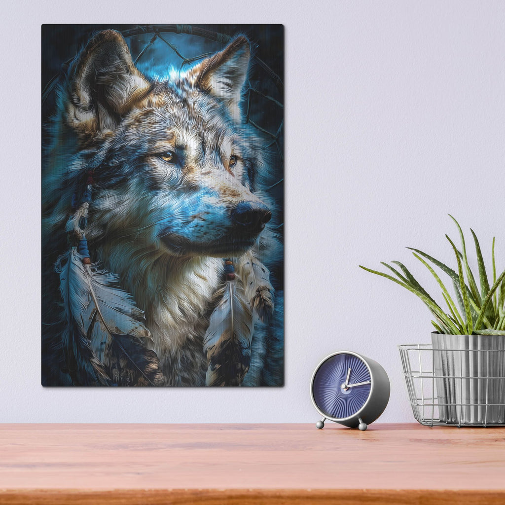 'Wolf Dreamcatcher' by Rich Monet Metal Wall Art