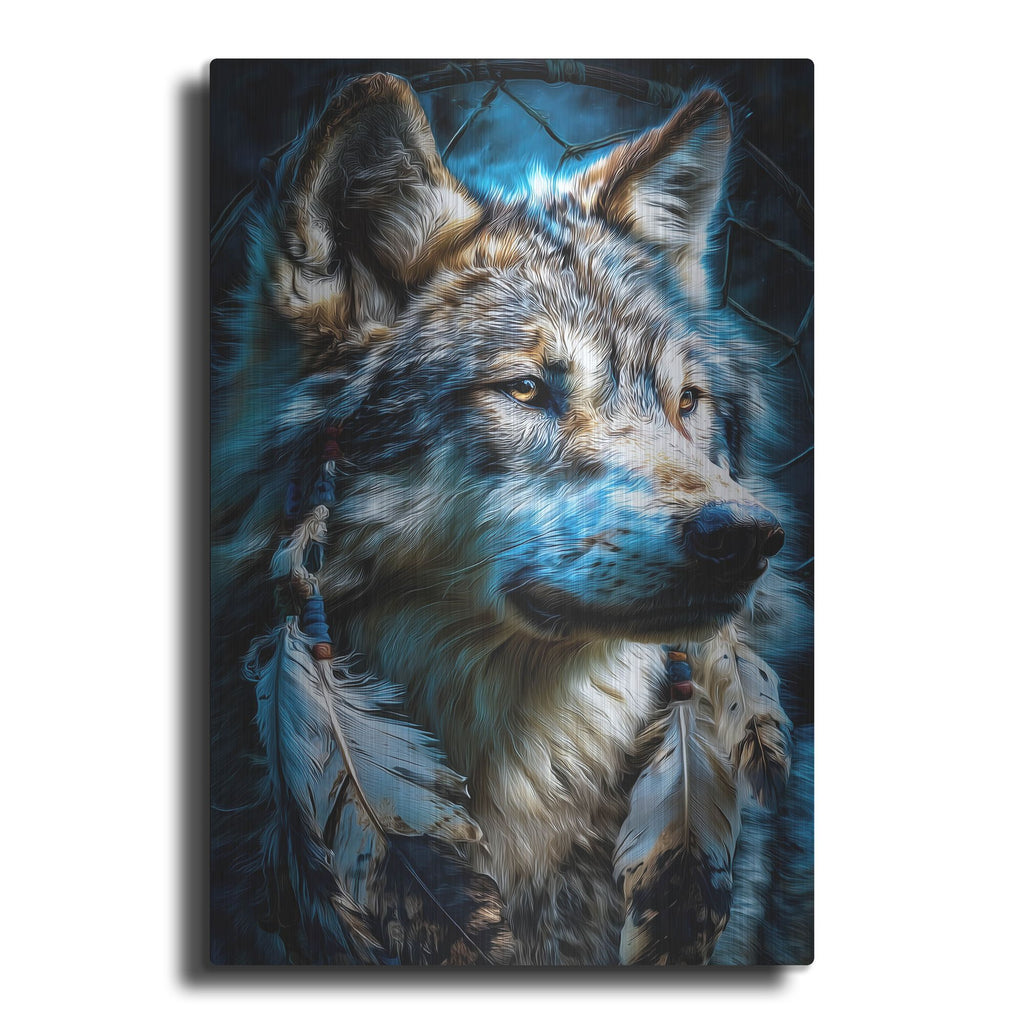 'Wolf Dreamcatcher' by Rich Monet Metal Wall Art