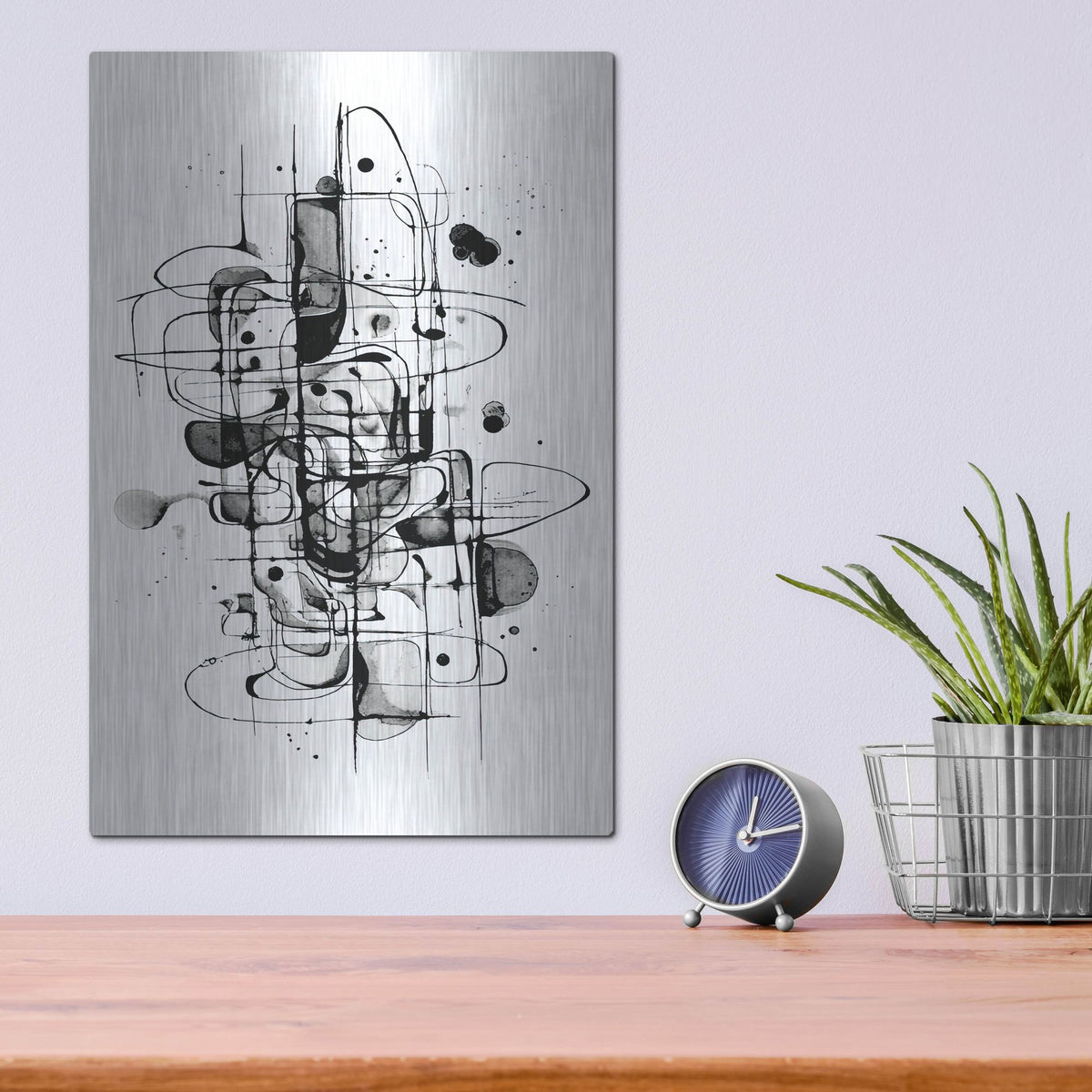 'Black And White Breakdance' by Rich Monet Metal Wall Art