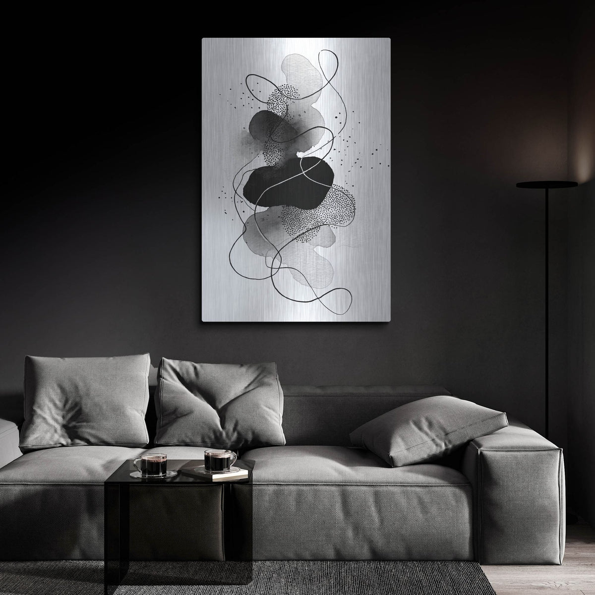 'Black And White Tango' by Rich Monet Metal Wall Art