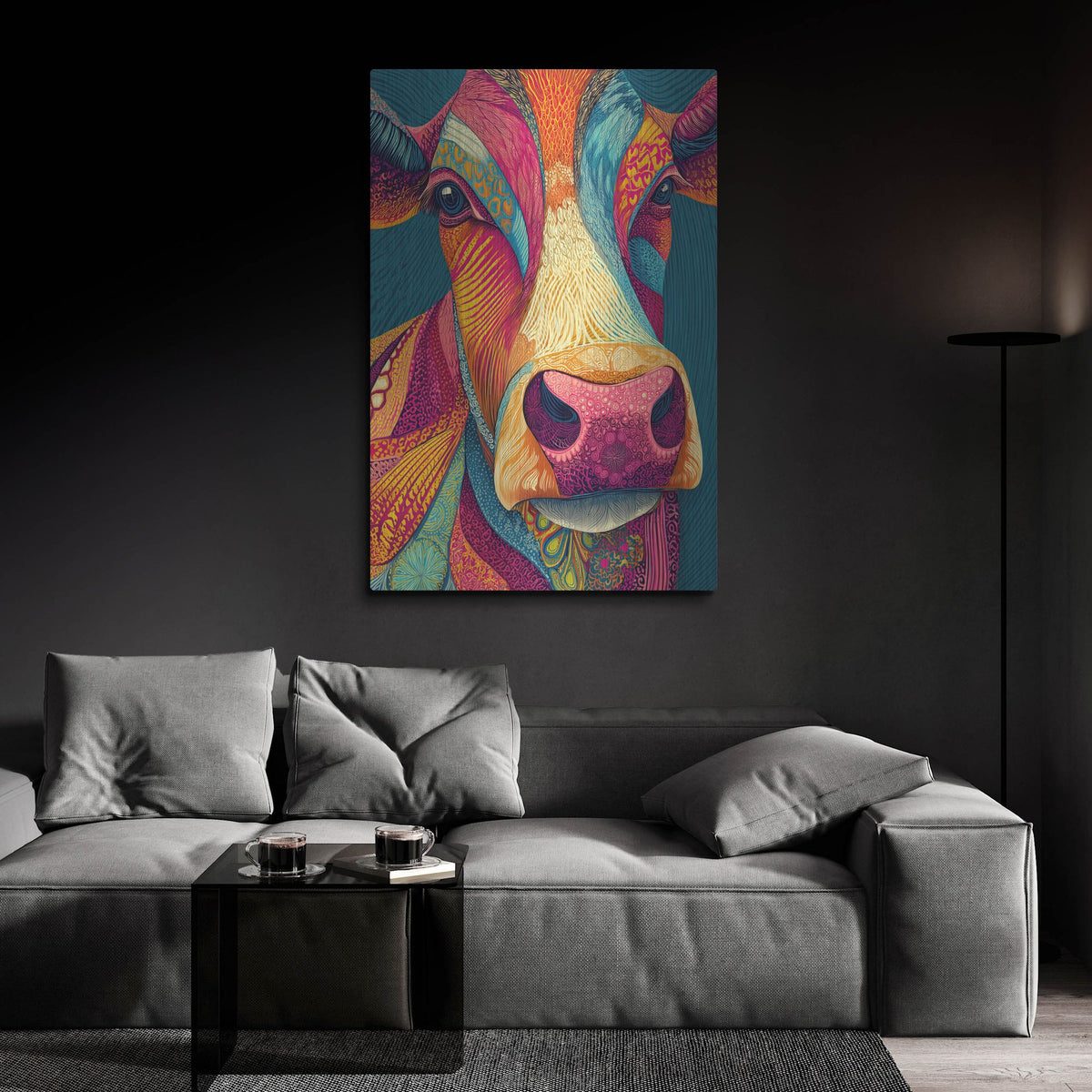 'Colorful Farm Cow 1' by Rich Monet Metal Wall Art