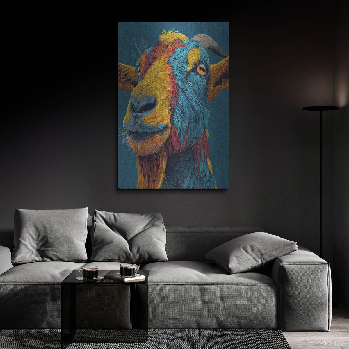 'Colorful Farm Goat 1' by Rich Monet Metal Wall Art