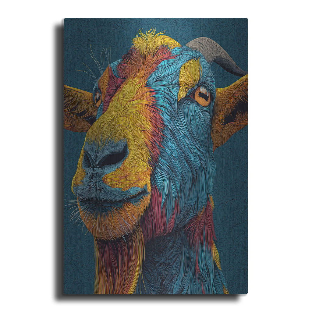 'Colorful Farm Goat 1' by Rich Monet Metal Wall Art