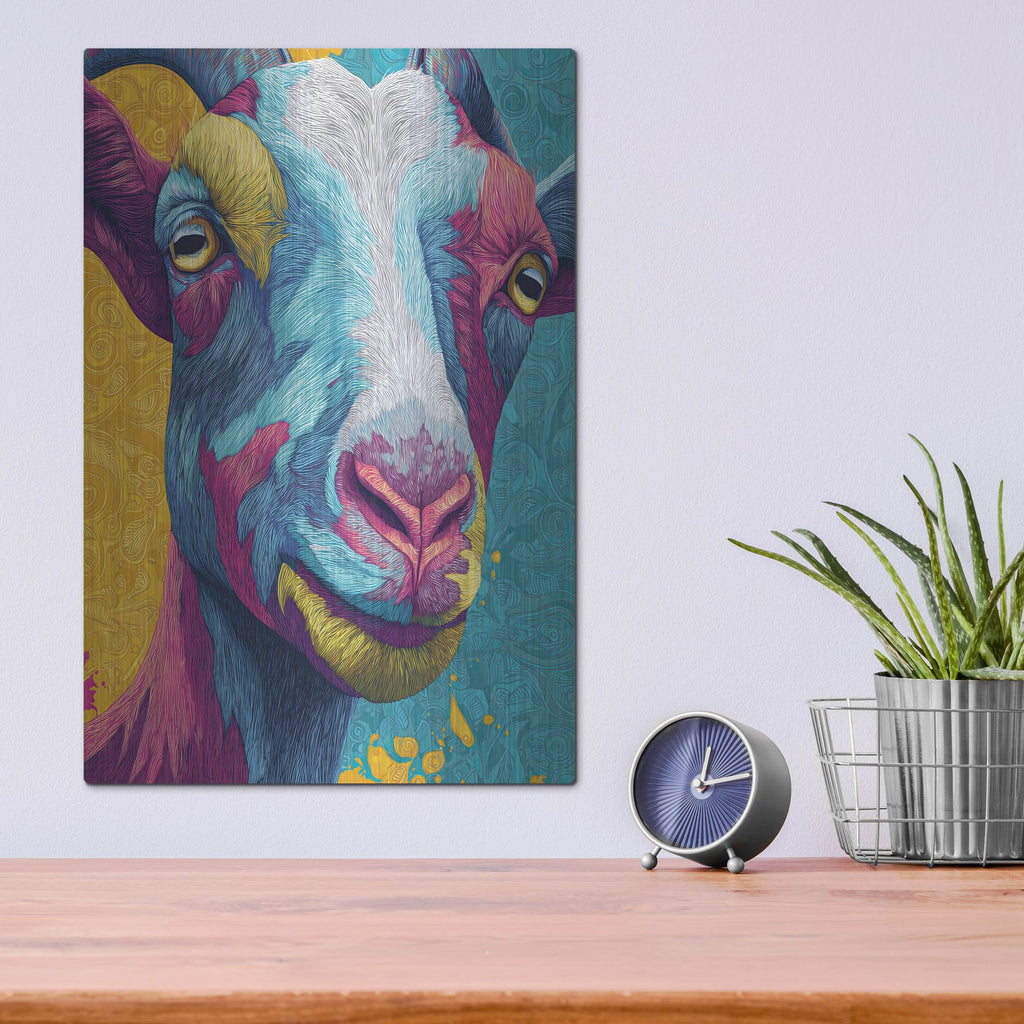 'Colorful Farm Goat 2' by Rich Monet Metal Wall Art