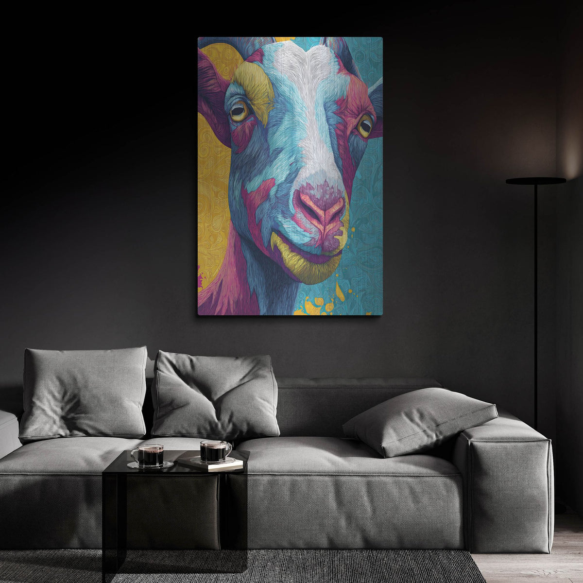 'Colorful Farm Goat 2' by Rich Monet Metal Wall Art