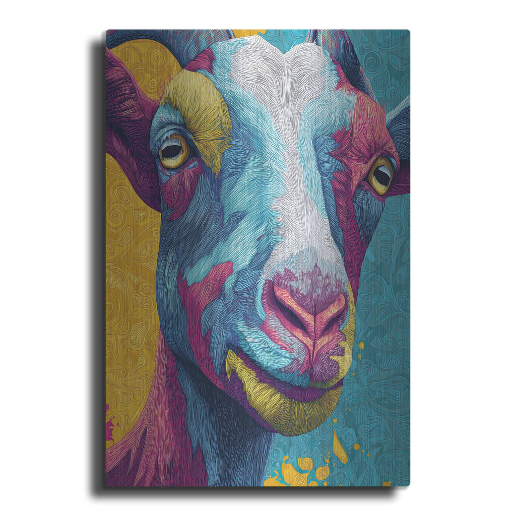 'Colorful Farm Goat 2' by Rich Monet Metal Wall Art
