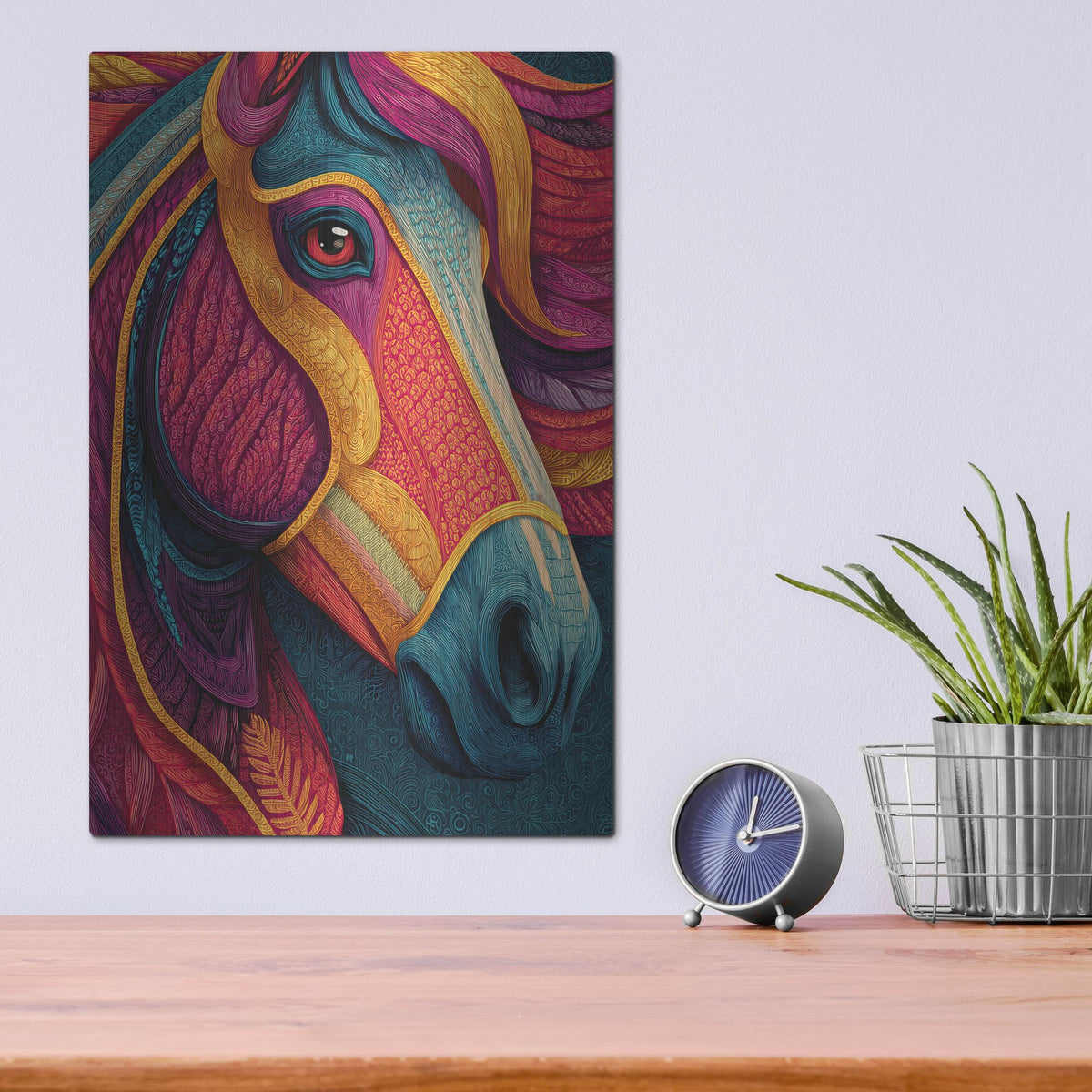 'Colorful Farm Horse1' by Rich Monet Metal Wall Art