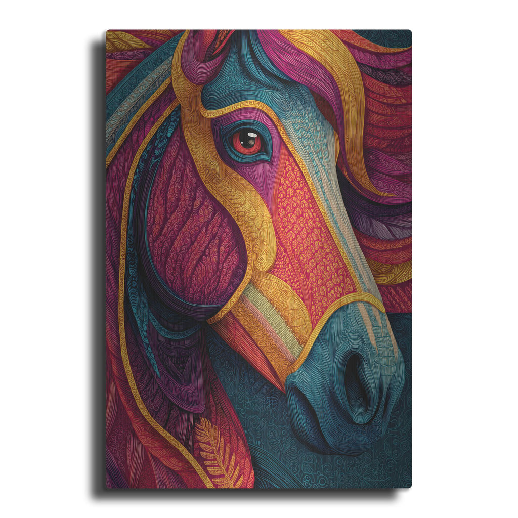 'Colorful Farm Horse1' by Rich Monet Metal Wall Art