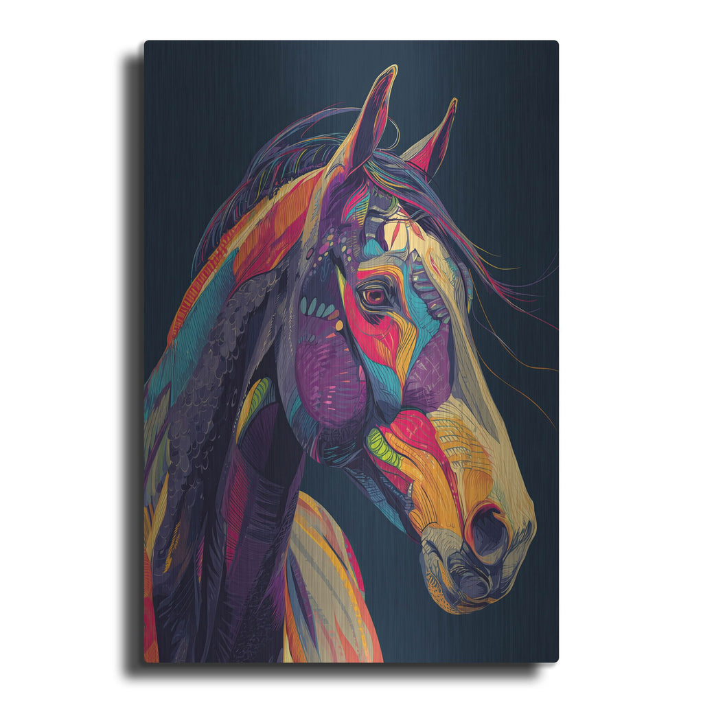 'Colorful Farm Horse2' by Rich Monet Metal Wall Art