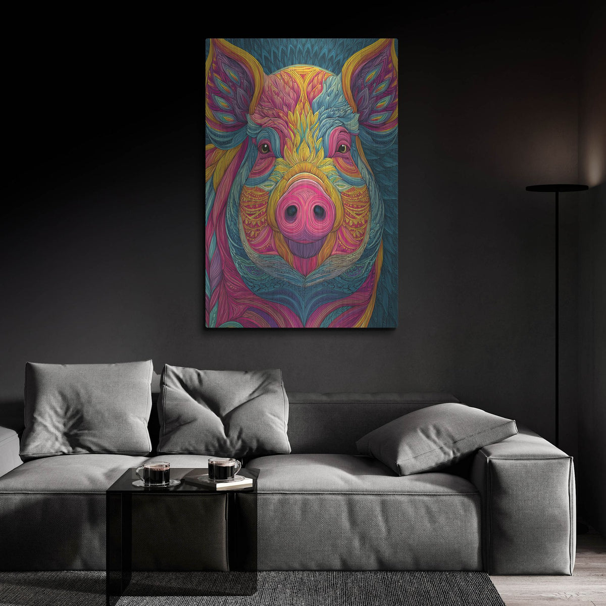 'Colorful Farm Pig 1' by Rich Monet Metal Wall Art