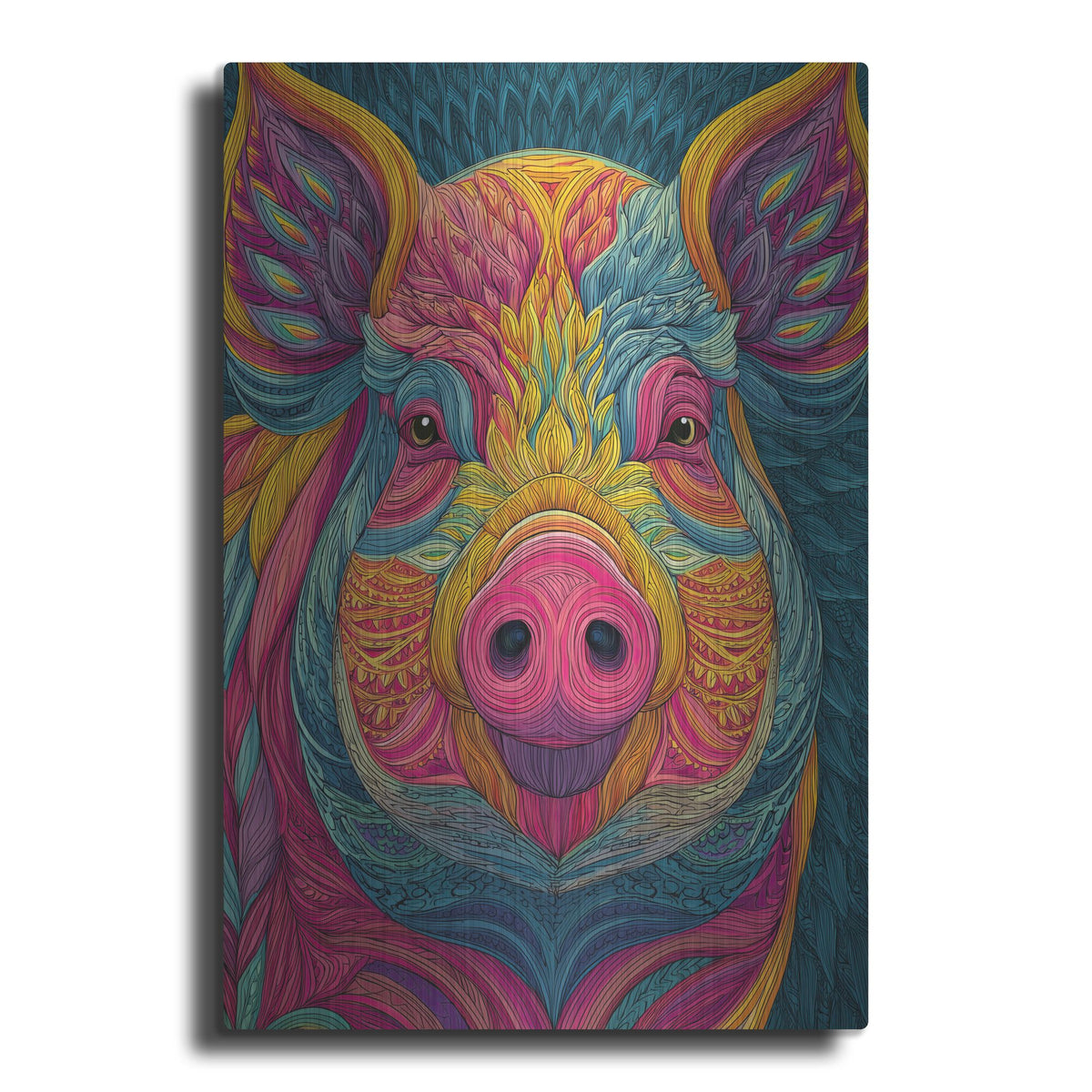 'Colorful Farm Pig 1' by Rich Monet Metal Wall Art