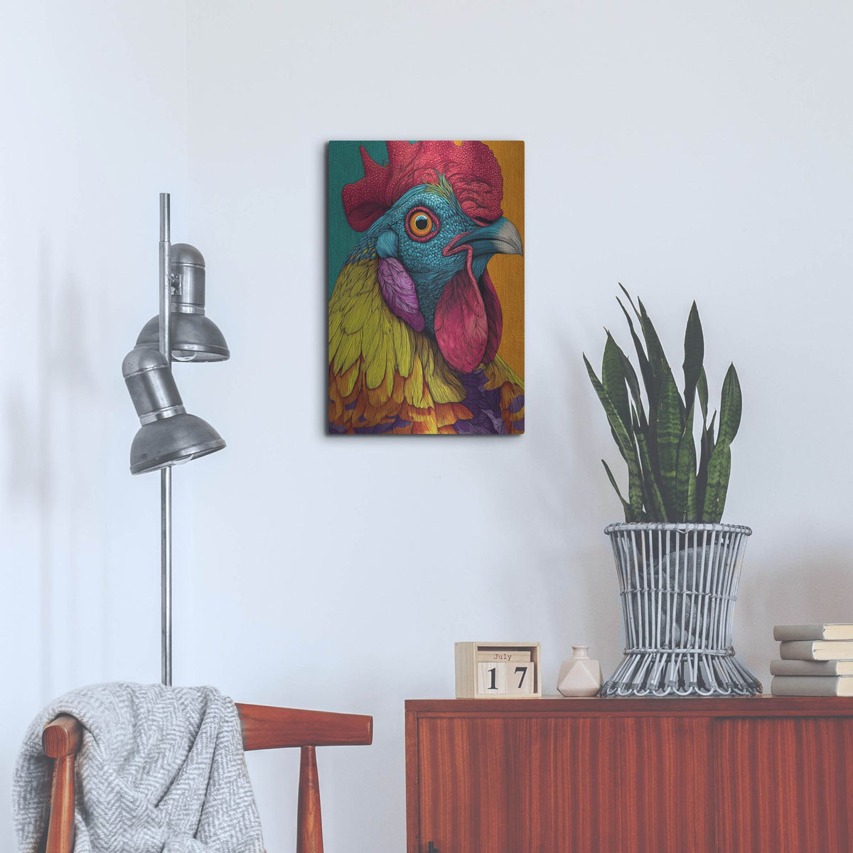 'Colorful Farm Rooster 1' by Rich Monet Metal Wall Art