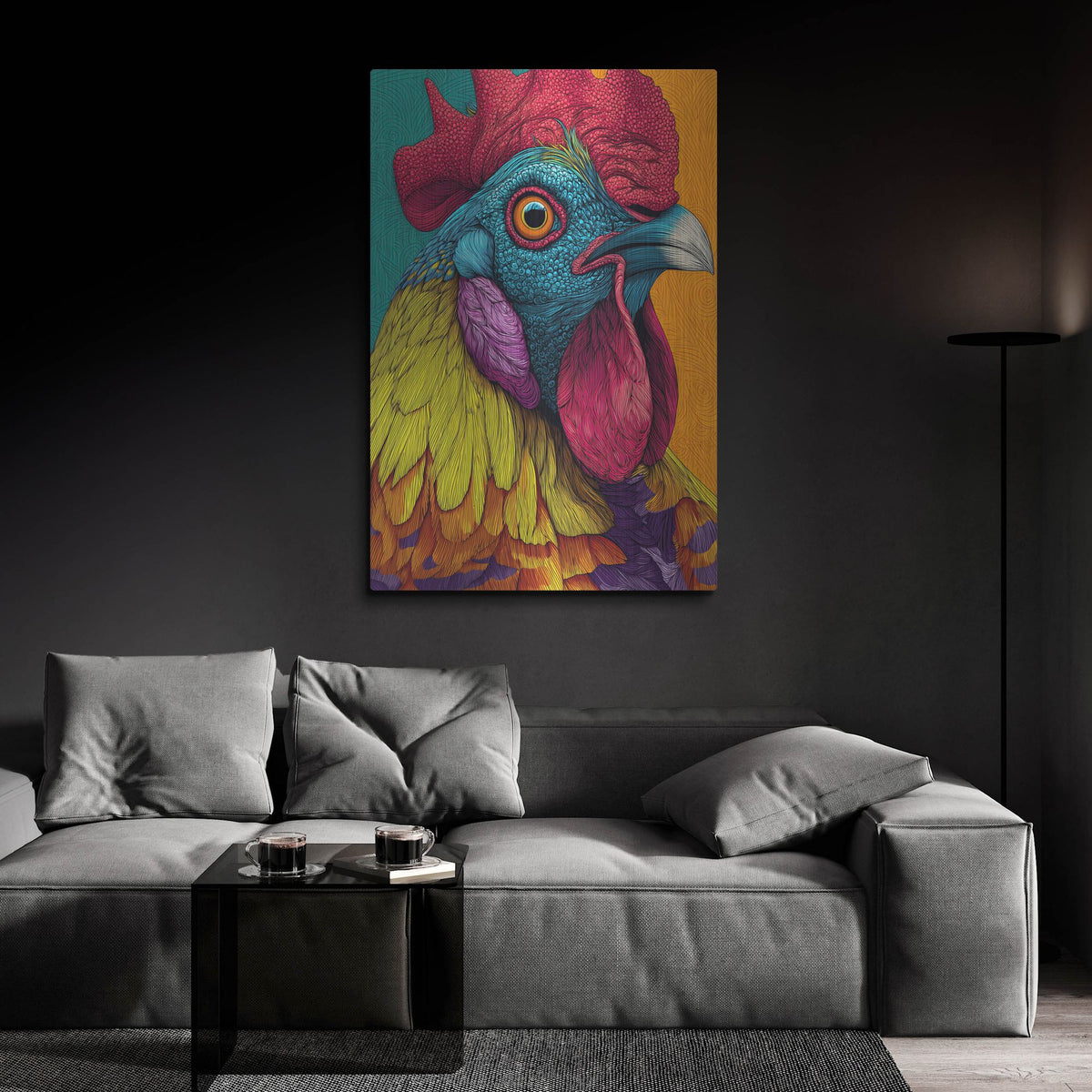'Colorful Farm Rooster 1' by Rich Monet Metal Wall Art