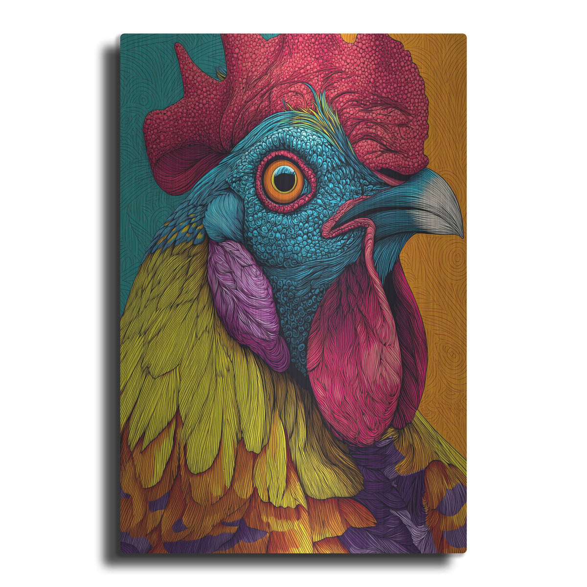 'Colorful Farm Rooster 1' by Rich Monet Metal Wall Art