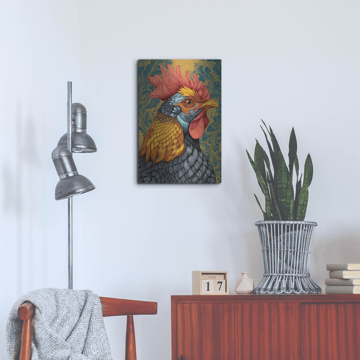 'Colorful Farm Rooster 2' by Rich Monet Metal Wall Art