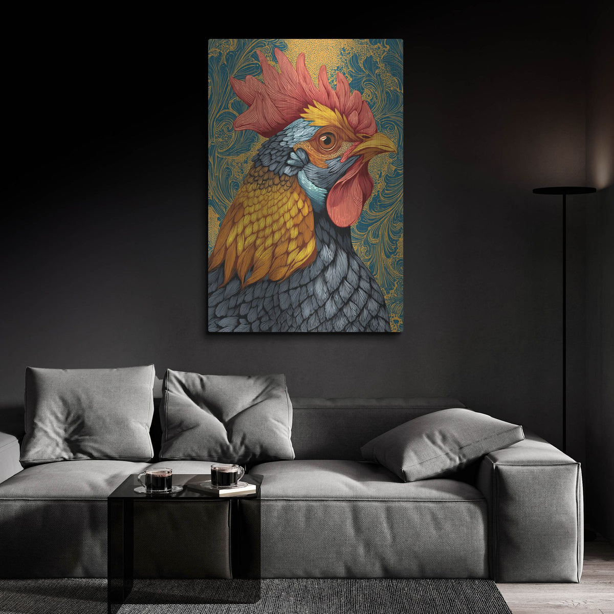 'Colorful Farm Rooster 2' by Rich Monet Metal Wall Art