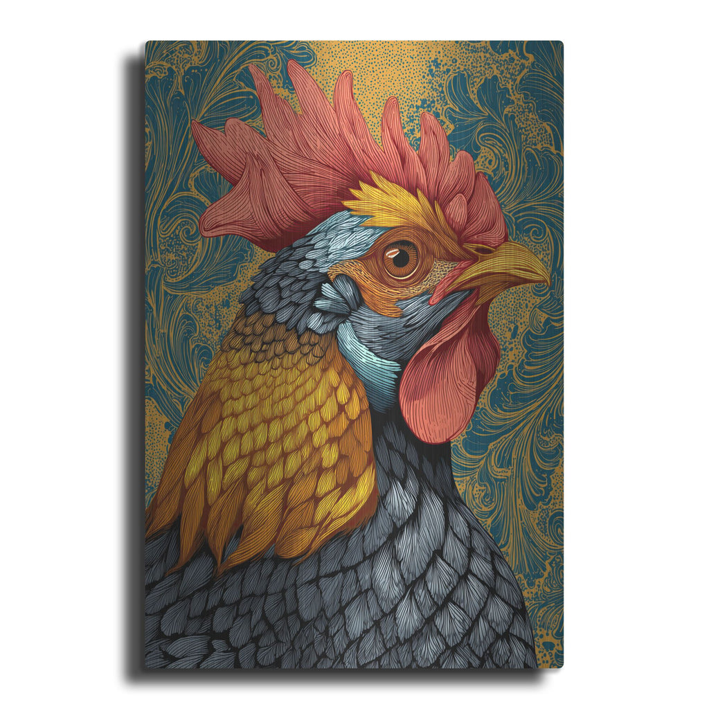 'Colorful Farm Rooster 2' by Rich Monet Metal Wall Art