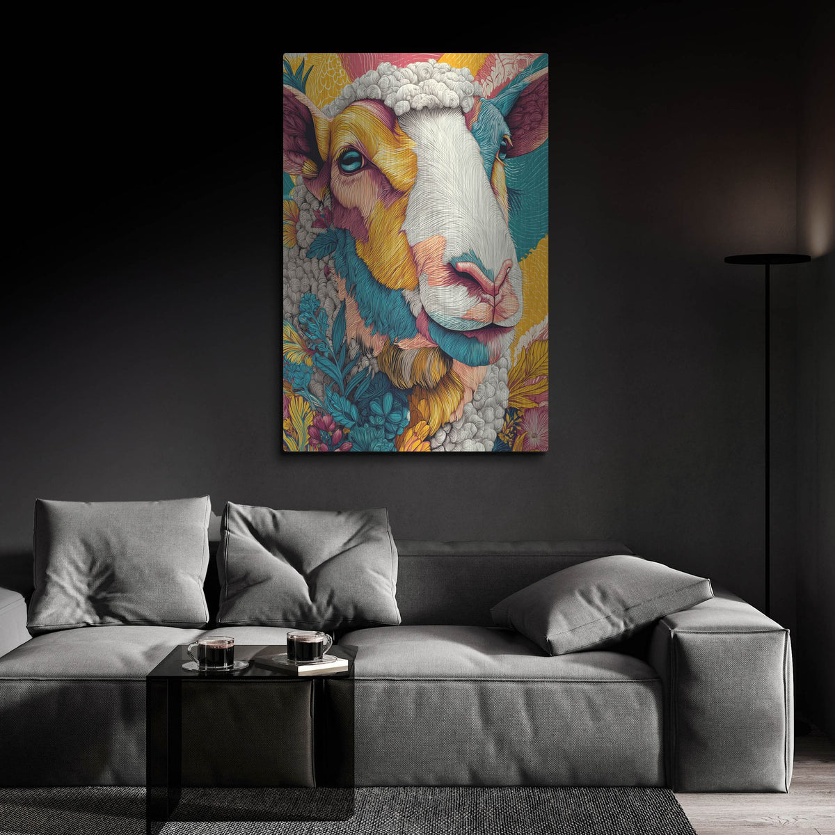 'Colorful Farm Sheep 1' by Rich Monet Metal Wall Art