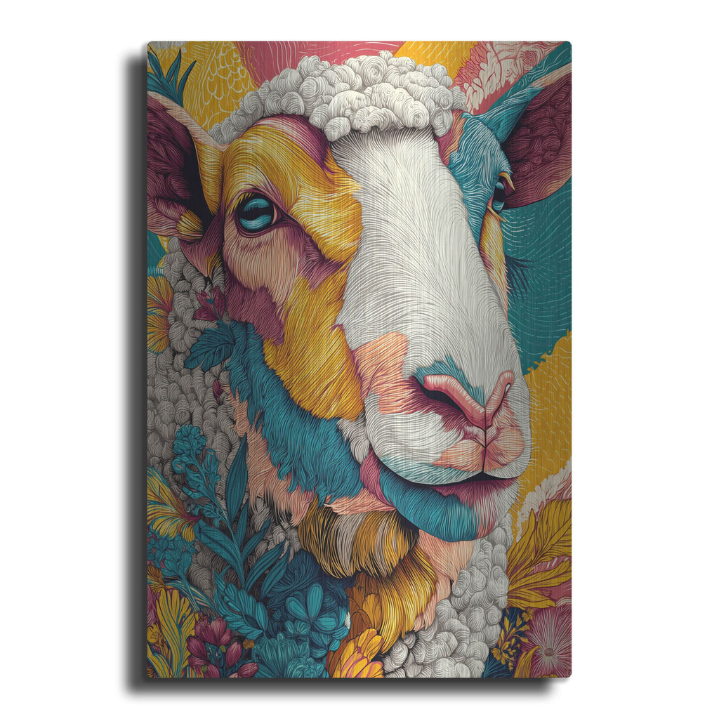 'Colorful Farm Sheep 1' by Rich Monet Metal Wall Art