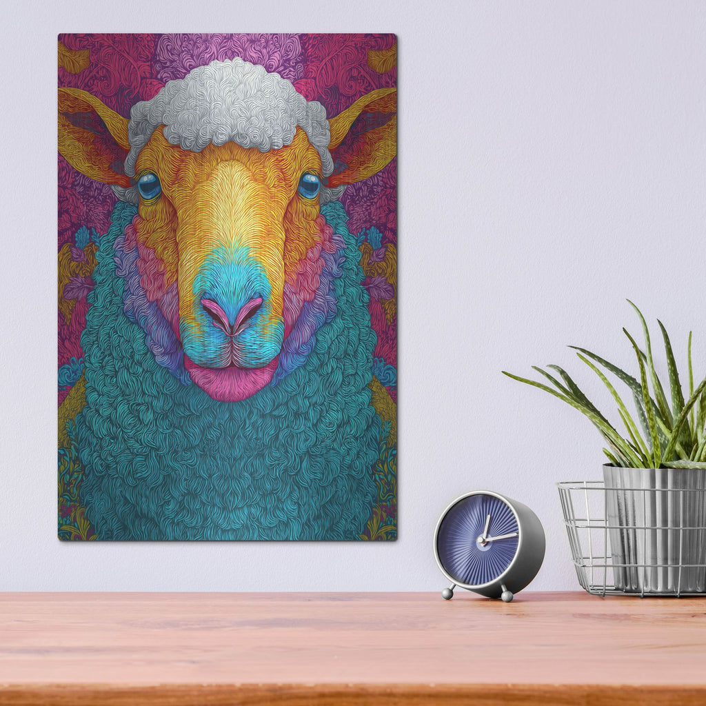 'Colorful Farm Sheep 2' by Rich Monet Metal Wall Art