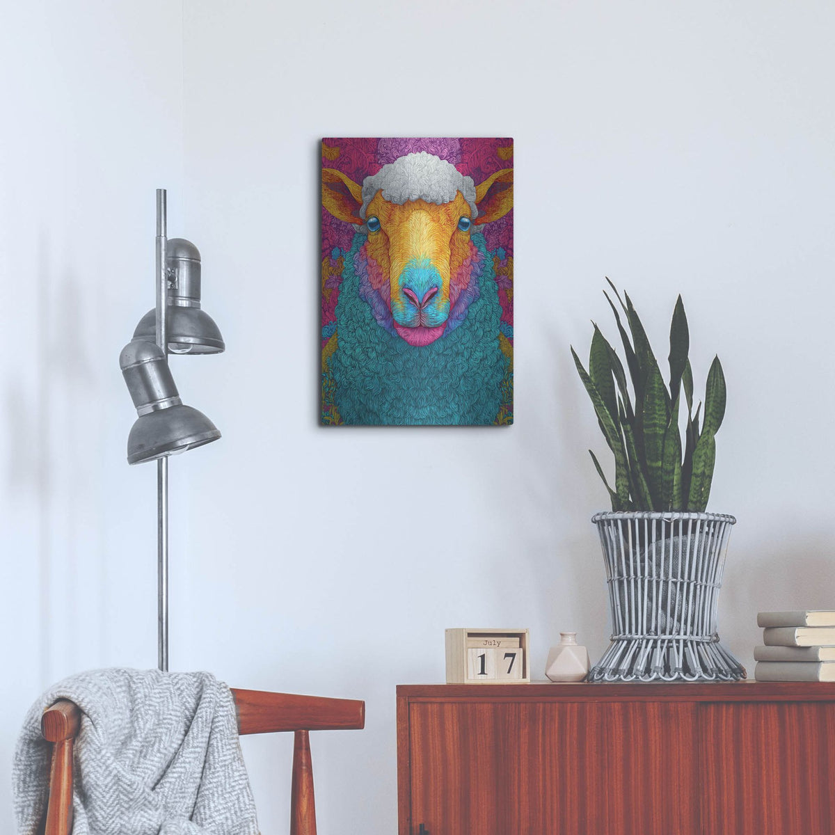 'Colorful Farm Sheep 2' by Rich Monet Metal Wall Art