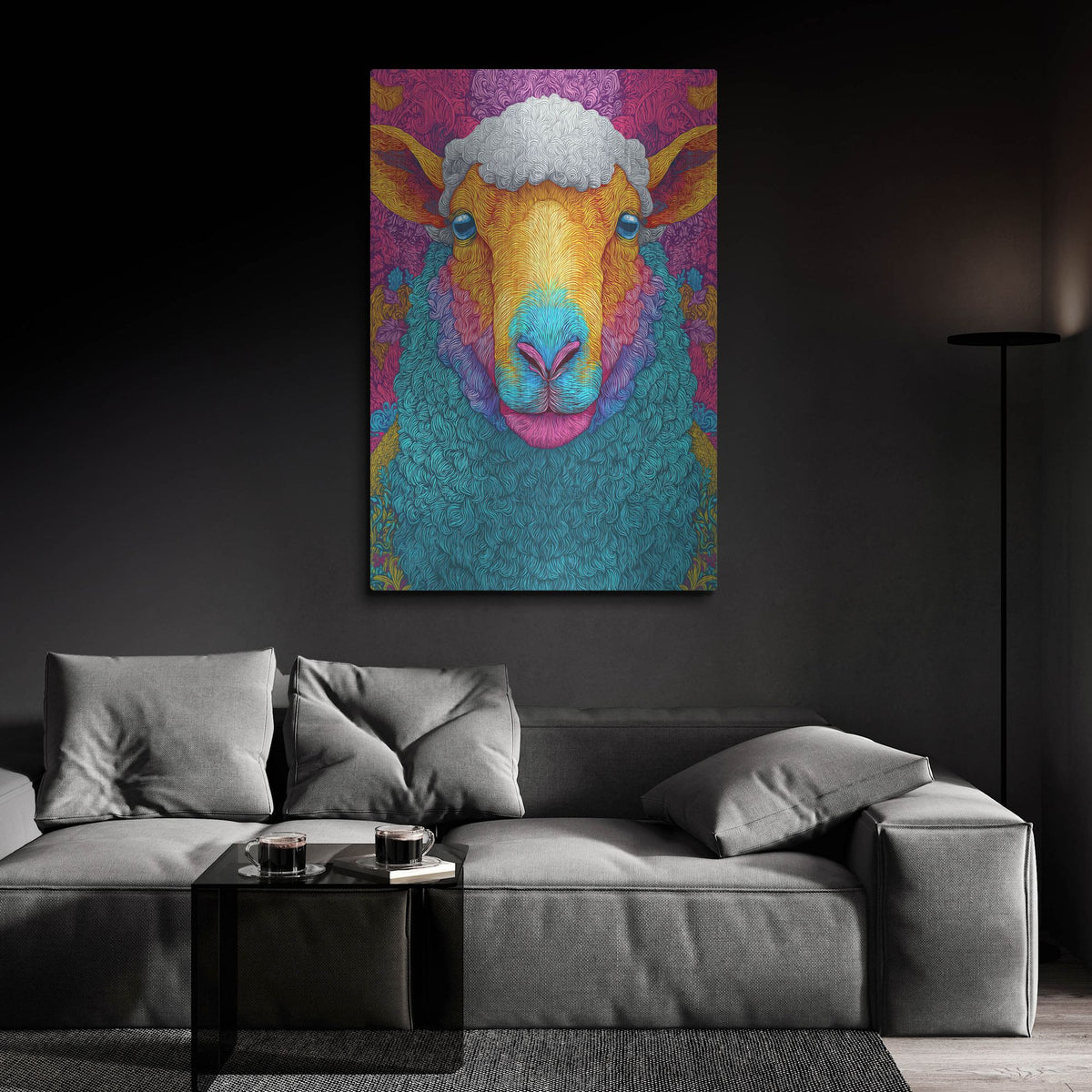 'Colorful Farm Sheep 2' by Rich Monet Metal Wall Art