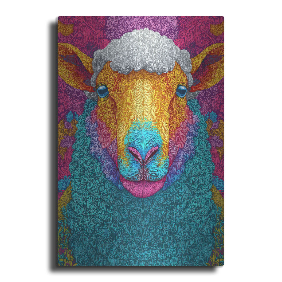 'Colorful Farm Sheep 2' by Rich Monet Metal Wall Art
