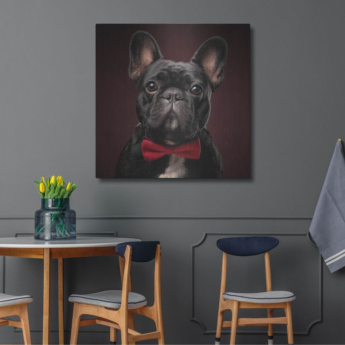 'French Bulldog With Bowtie' by Rich Monet Metal Wall Art