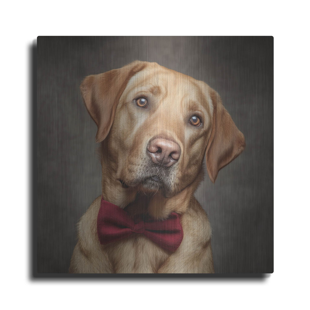 'Labrador Retriever In Bowtie' by Rich Monet Metal Wall Art