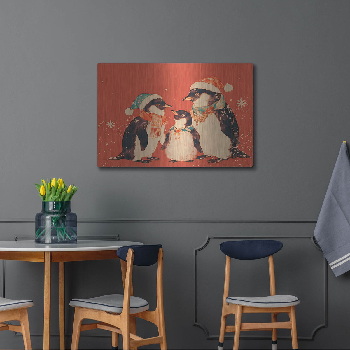 'Penguin Family Christmas' by Rich Monet Metal Wall Art