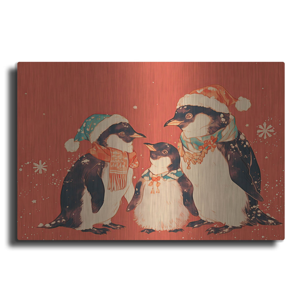 'Penguin Family Christmas' by Rich Monet Metal Wall Art