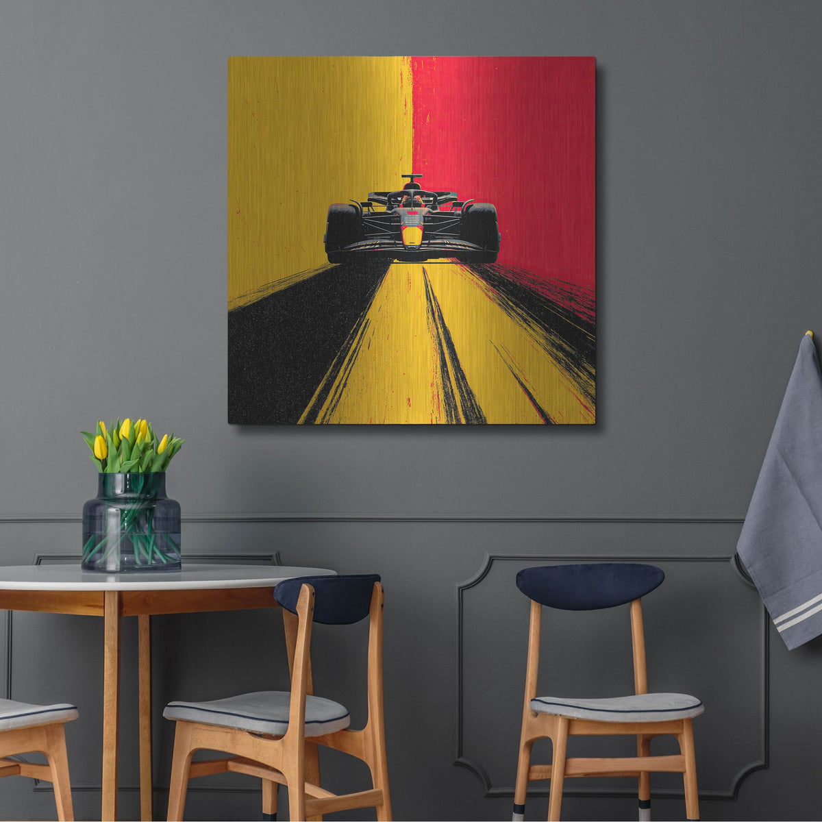 'Racing In Belgium' by Rich Monet Metal Wall Art