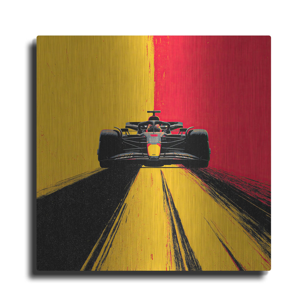'Racing In Belgium' by Rich Monet Metal Wall Art