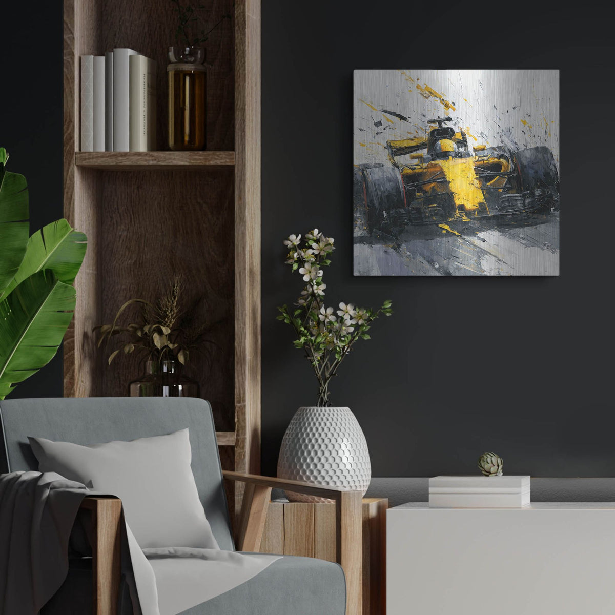 'Speed Demon Yellow' by Rich Monet Metal Wall Art