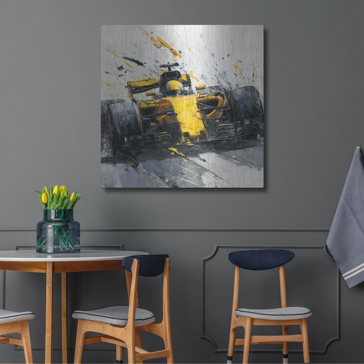 'Speed Demon Yellow' by Rich Monet Metal Wall Art