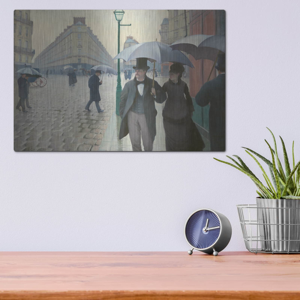 'Paris Street; Rainy Day' by Luxe Metal Portfolio – Metal Wall Art, 16x12 room view