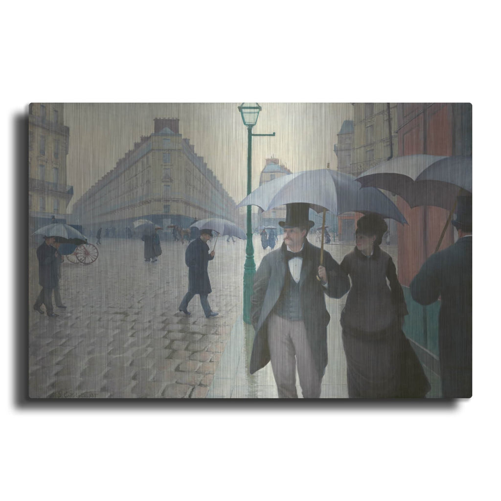 'Paris Street; Rainy Day' by Luxe Metal Portfolio – Metal Wall Art