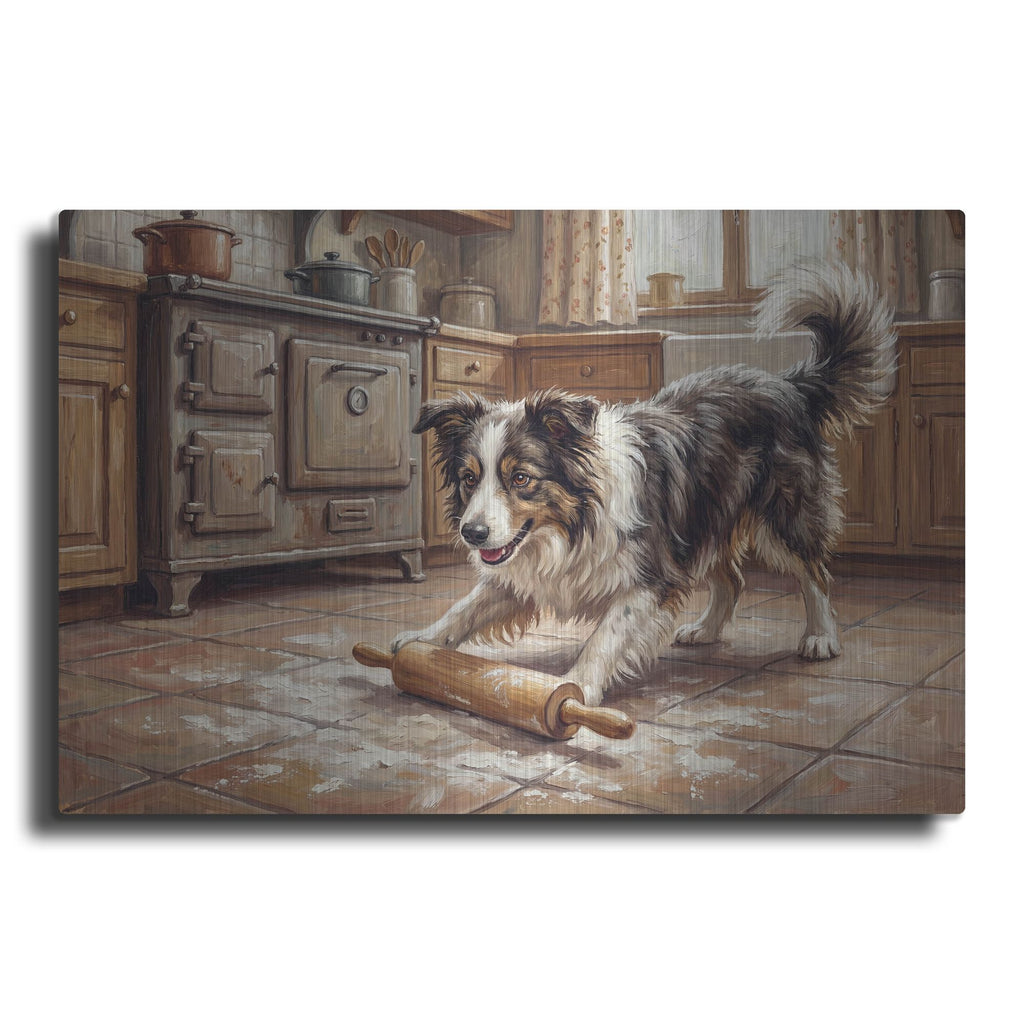 'Border Collie In The Kitchen' by Rich Monet Metal Wall Art