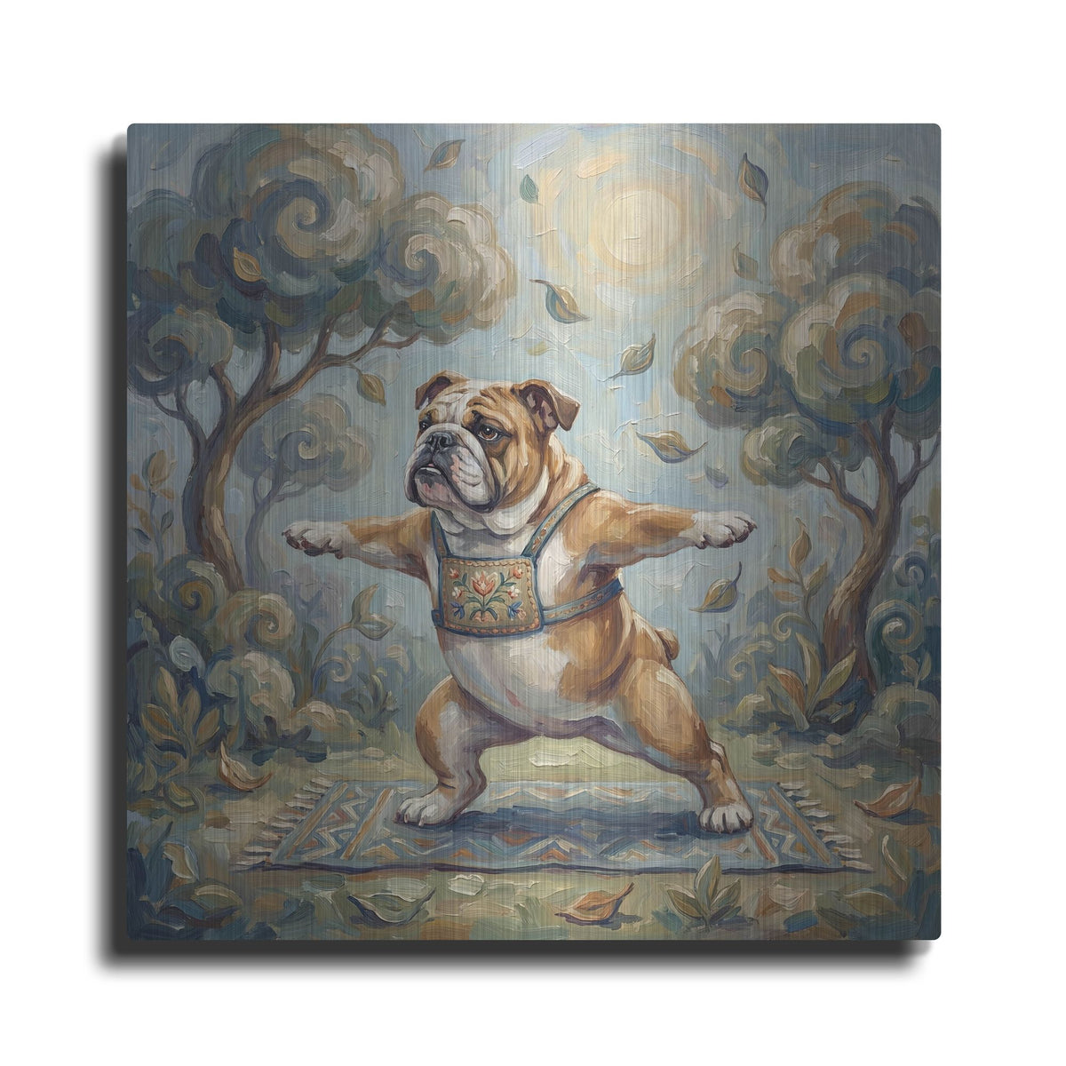 'Bulldog Yoga Warrior Pose' by Rich Monet Metal Wall Art
