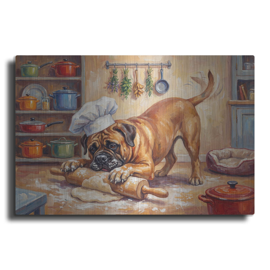 'Bullmastiff In The Kitchen' by Rich Monet Metal Wall Art