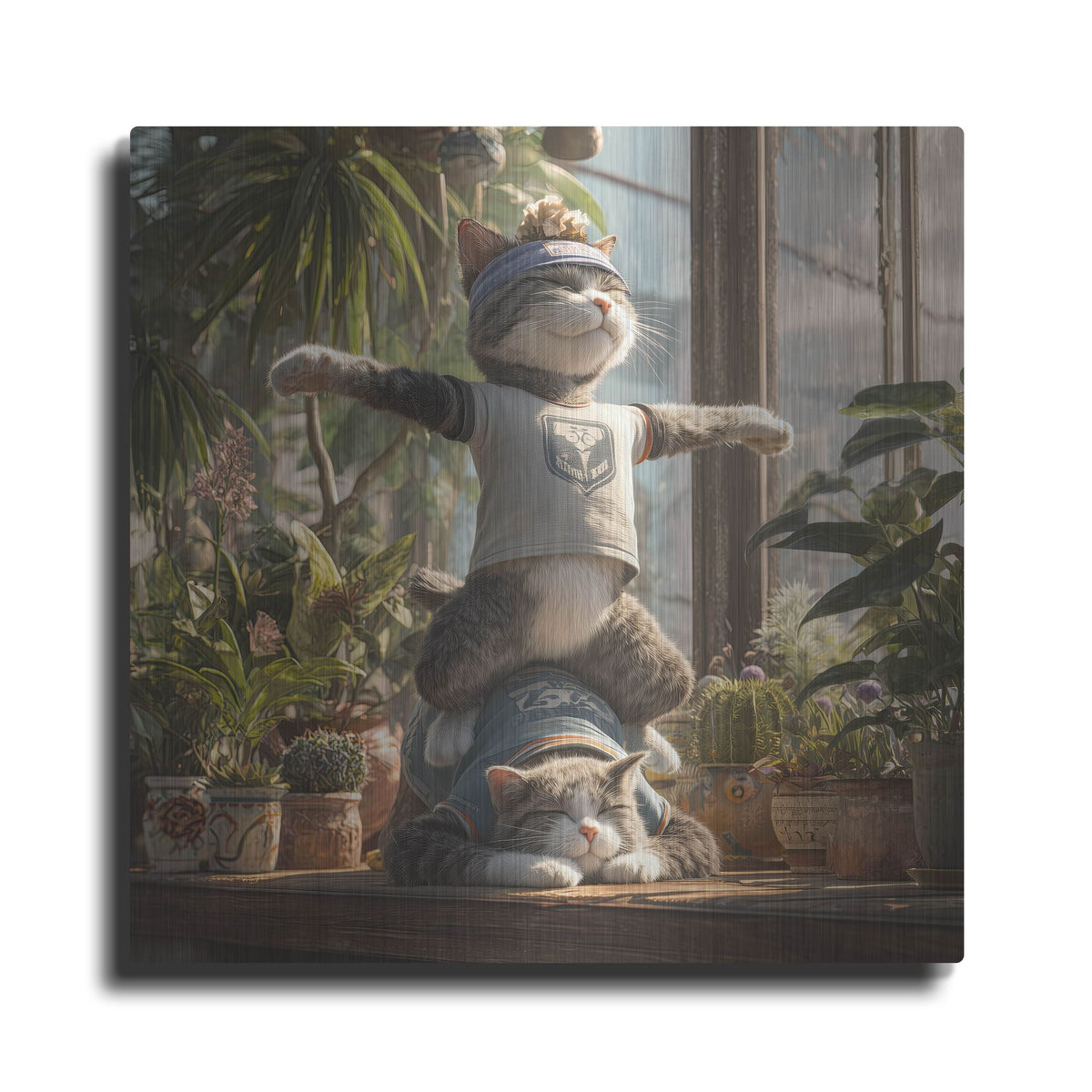 'Cat Team Yoga' by Rich Monet Metal Wall Art