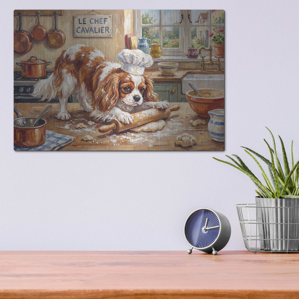 'Cavalier King Charles Spaniel In The Kitchen' by Rich Monet Metal Wall Art