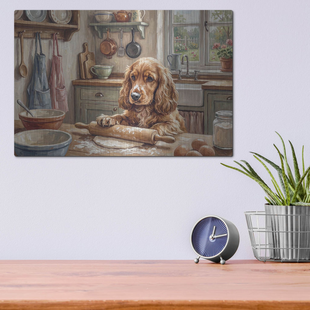 'Cocker Spaniel In The Kitchen' by Rich Monet Metal Wall Art